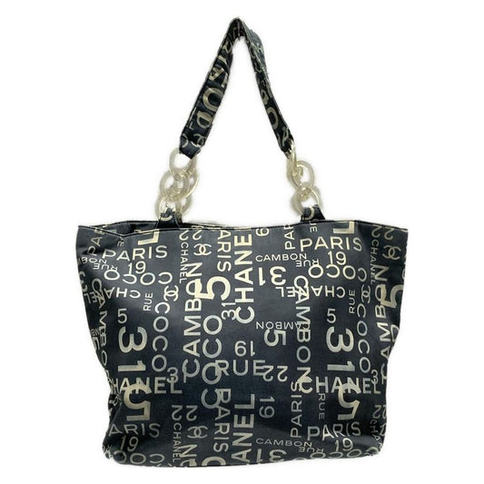 Chanel Tote Bag Vichy Line Ivory×dark Gray Cotton