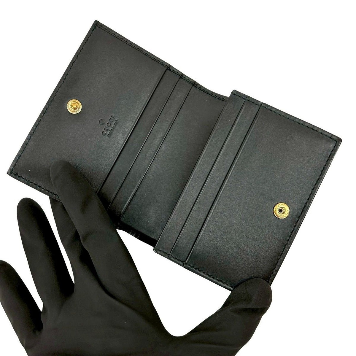Gucci Guccissima GG Logo Ribbon Motif Leather Card Case — view 7