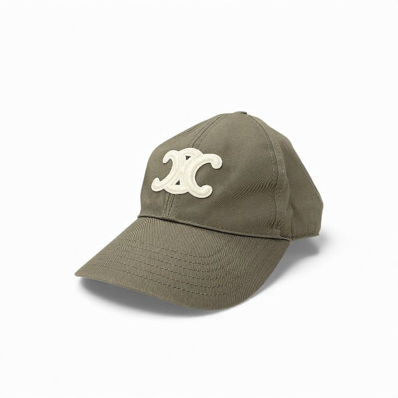Celine Cap Hat Cotton Khaki White Gold Triomphe