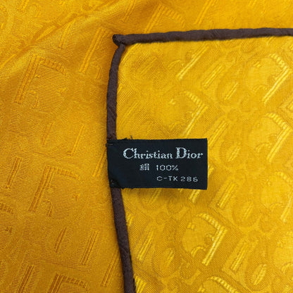 Dior Christian Scarf Silk Logo Trotter Pattern All Over Yellow — view 8