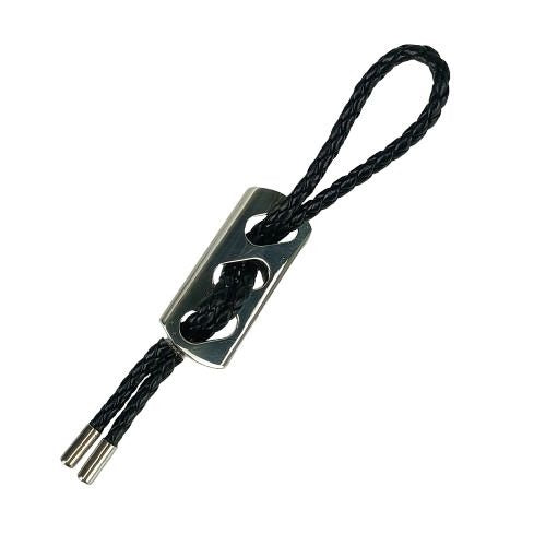 Hermes Key Holder Charm Black Silver Leather AG 925 Braided
