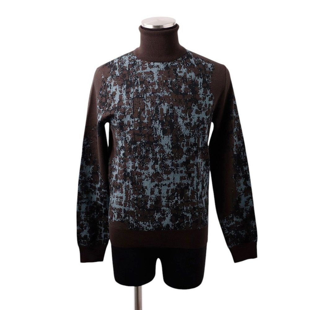 Hermes Knit Turtleneck All Over Pattern Wool XS Top Sweater