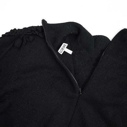 Loewe Flower Jacquard Tassel Knit Sweater S540333x57 Black M