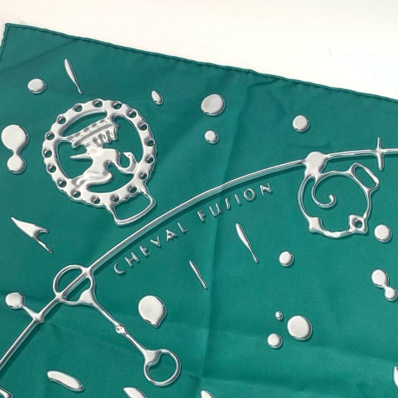 Hermes Carre 90 Cheval Fusion Cheval Fusion Green Silk Scarf