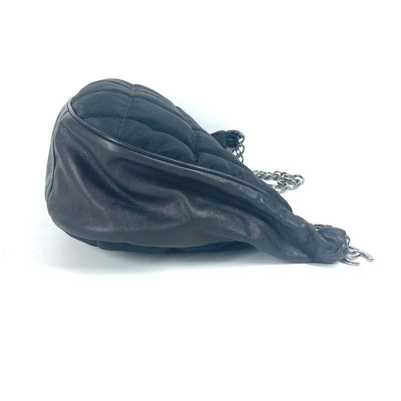 Chanel Shoulder Bag CC Coco Mark Choco Bar Leather / Nylon Black