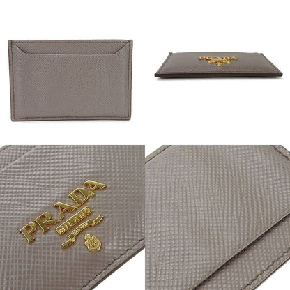 Prada Card Casespass Case 1mc208saffiano Grayleather Leatherbusinesssimple