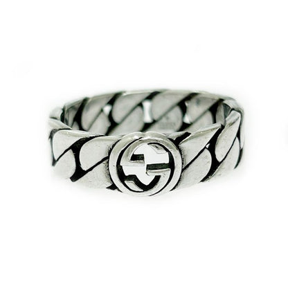 Gucci Silver Interlocking G Chain Ring 5.1 925 Engraved