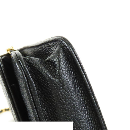Chanel Chain Wallet Black Gold Caviar Leather Quilted Stitch Shoulder Bag — view 6
