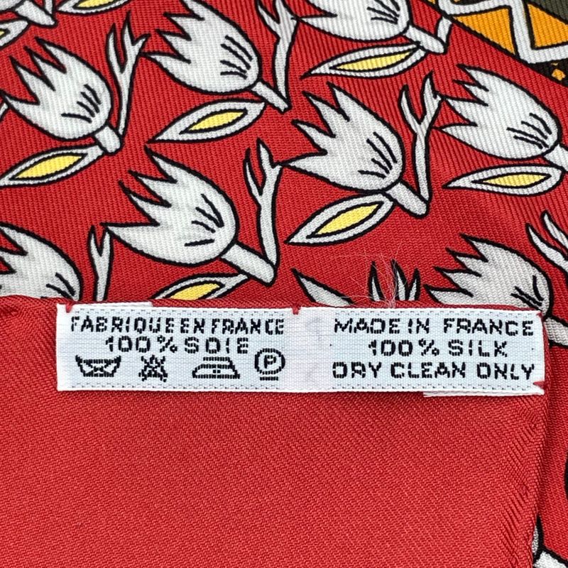 Hermes Carre 90 ART Des Steppes Step Art Horse Scarf Silk Red