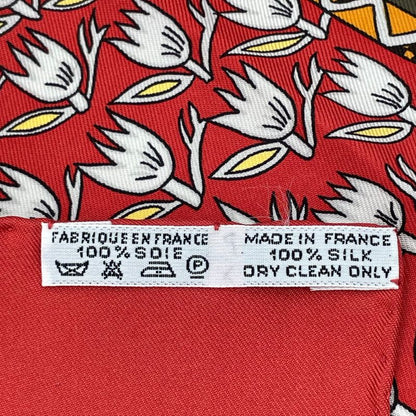 Hermes Carre 90 ART Des Steppes Step Art Horse Scarf Silk Red