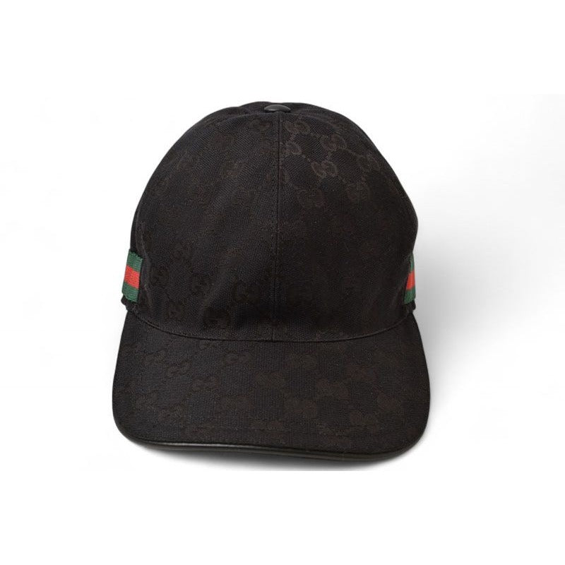 Gucci Baseball Cap Hat GG Black Red Green Kqwbg 1060 Size M 58 cm — view 4