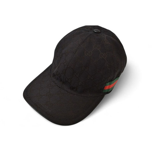 Gucci Baseball Cap Hat GG Black Red Green Kqwbg 1060 Size M 58 cm