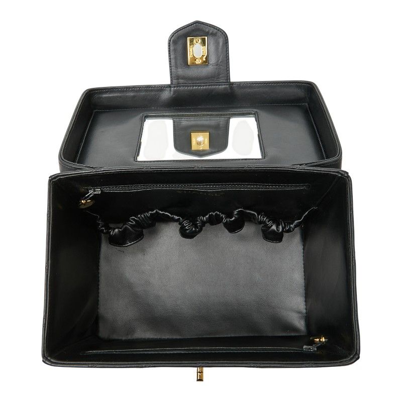 Chanel Bicolore Vanity Bag Shoulder Bag 2WAY Black Lambskin Ladies Chanel