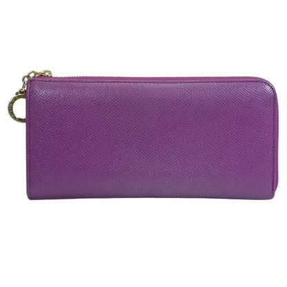 Bvlgari B-zero One Wallet L-shaped Zipper Logo Leather Purple Sophistication