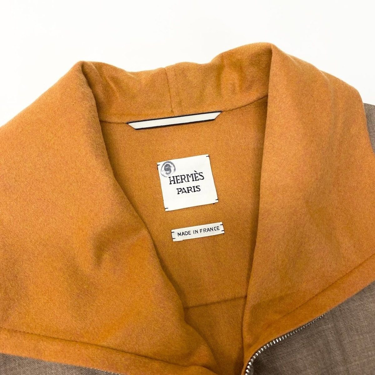 Hermes Zip Up Cashmere Wool High Neck Jacket 40 Beige Yellow — view 11