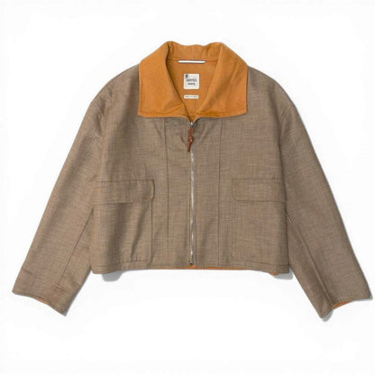 Hermes Zip Up Cashmere Wool High Neck Jacket 40 Beige Yellow — view 2