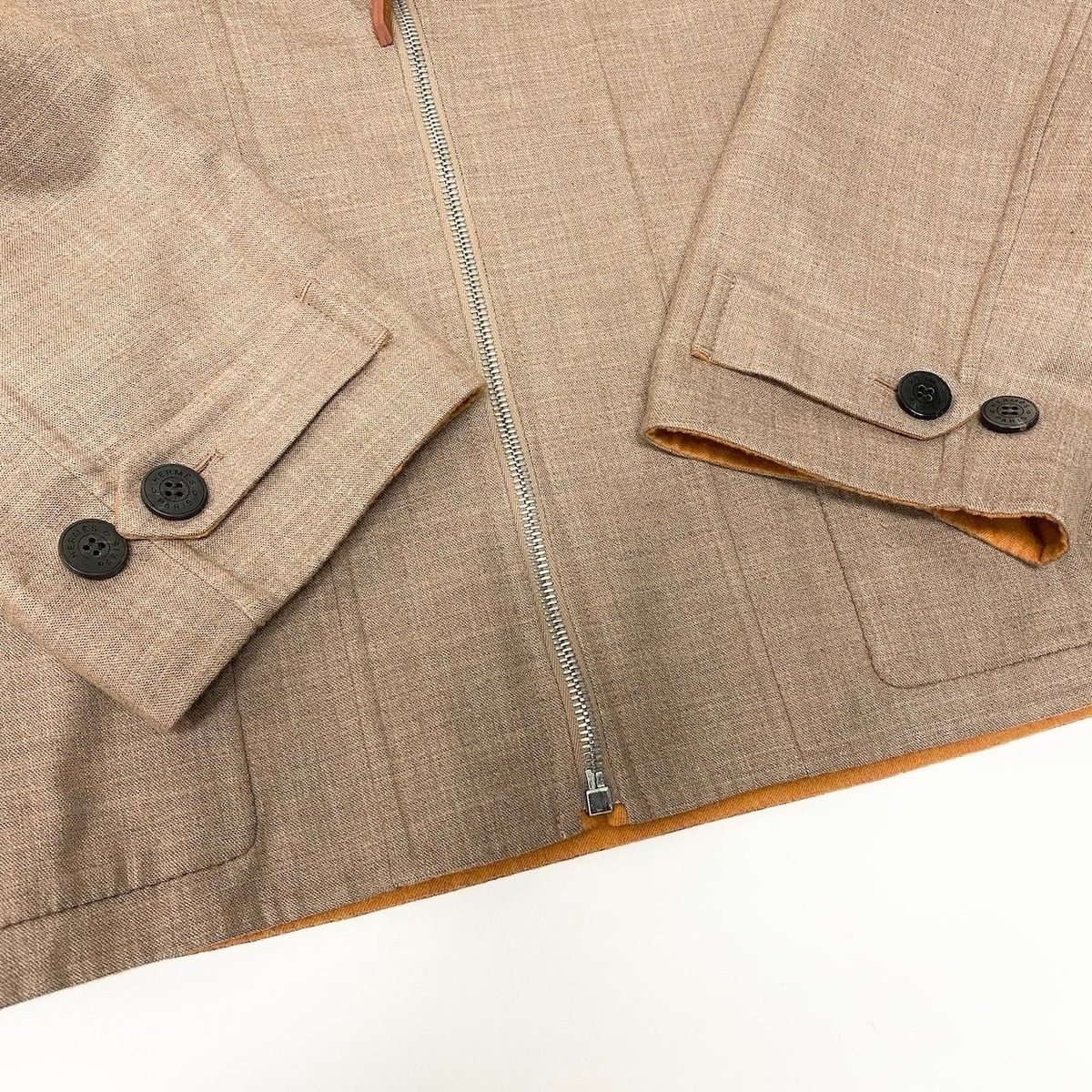 Hermes Zip Up Cashmere Wool High Neck Jacket 40 Beige Yellow — view 5
