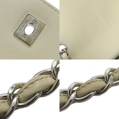 Chanel Shoulder Bag Matelasse Large Calf Beige Ivory Silver Hardware Chain 15th