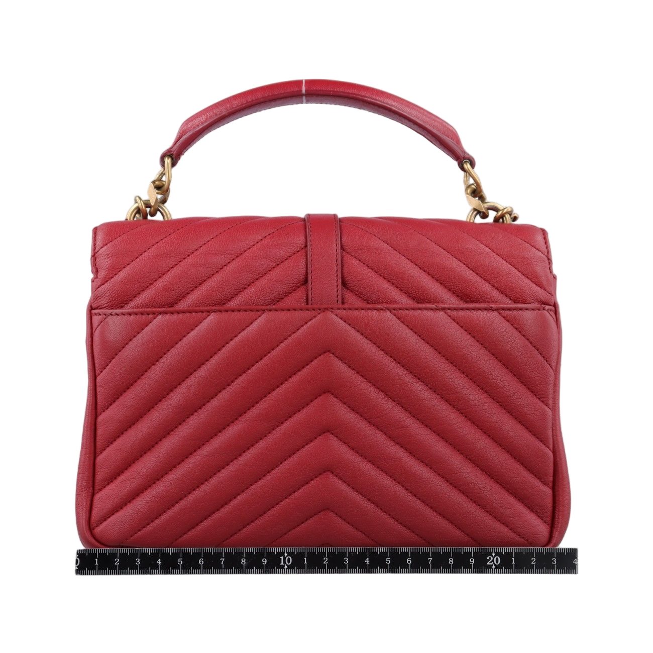 Saint Laurent Yves Carre Red Leather Messenger Bag — view 2