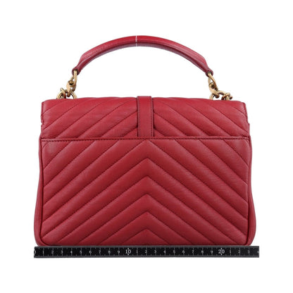 Saint Laurent Yves Carre Red Leather Messenger Bag — view 2