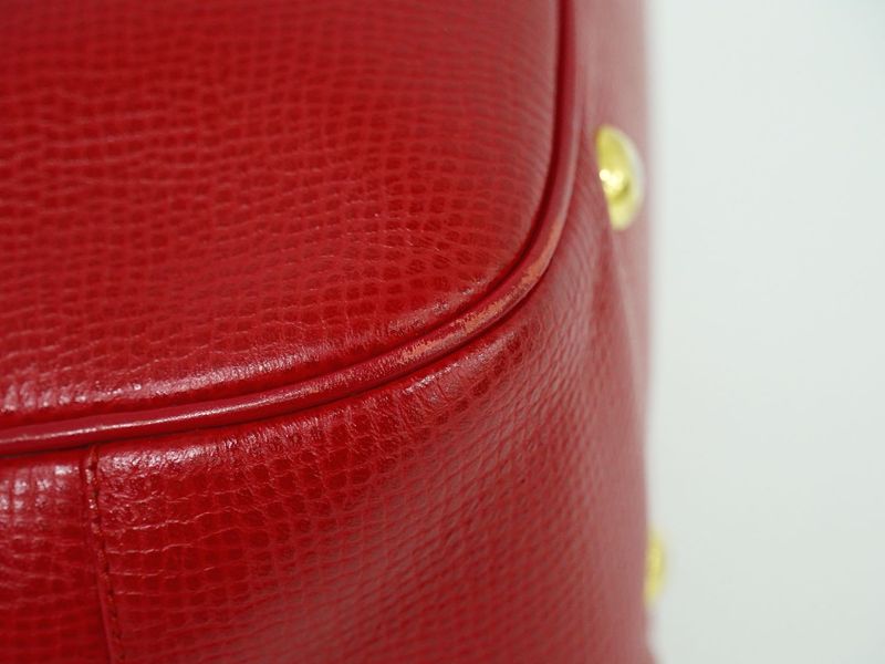 Authentic Christian DIOR Leather Mini Boston Bag Handbag Red Bag Pre-owned