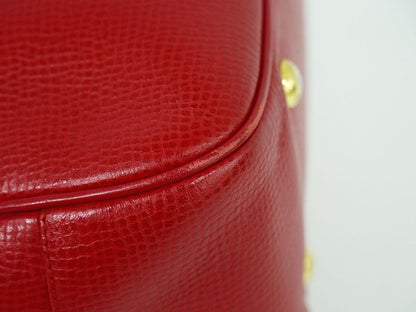 Authentic Christian DIOR Leather Mini Boston Bag Handbag Red Bag Pre-owned