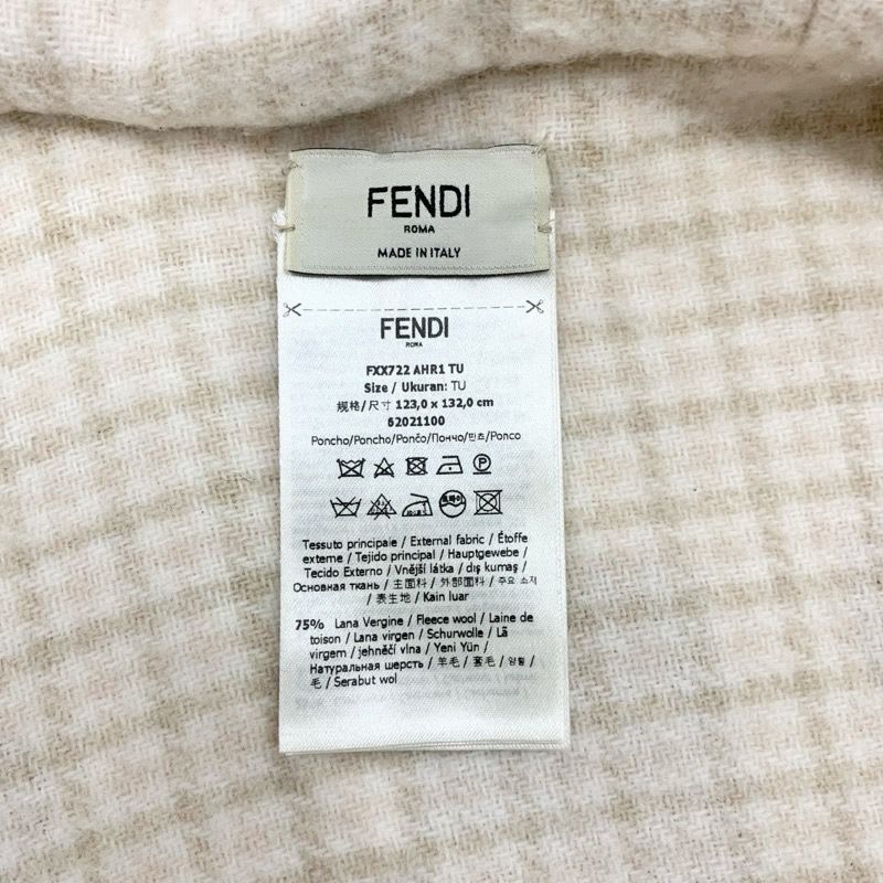 Fendi Outer Wool Beige Logo Check Reversible Hood Cape Poncho