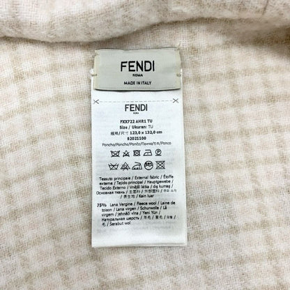 Fendi Outer Wool Beige Logo Check Reversible Hood Cape Poncho