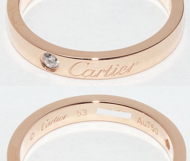 Cartier Ring 18K Pink Gold Diamond 1P (003ct) C De Cartier Ring Engraved Ring