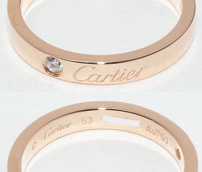 Cartier Ring 18K Pink Gold Diamond 1P (003ct) C De Cartier Ring Engraved Ring