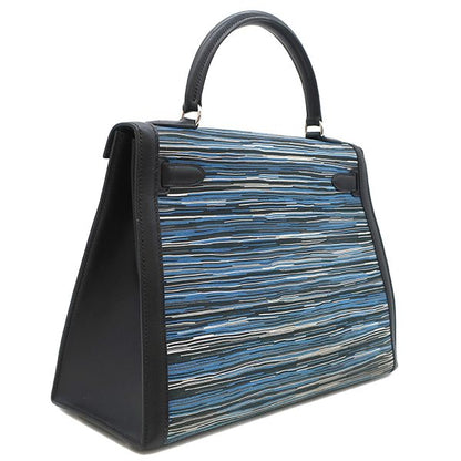 Hermes 2way Bag Kelly 32 Outer Stitch Vibrato Vogaliver Blue Silver Hardware