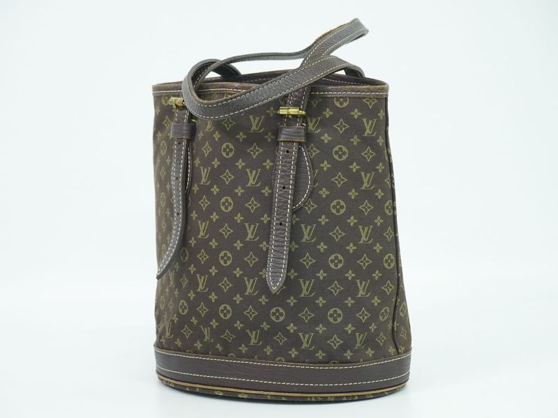 Authentic Louis Vuitton LV Bucket PM Monogram Mini Lin Shoulder Bag Tote Bag