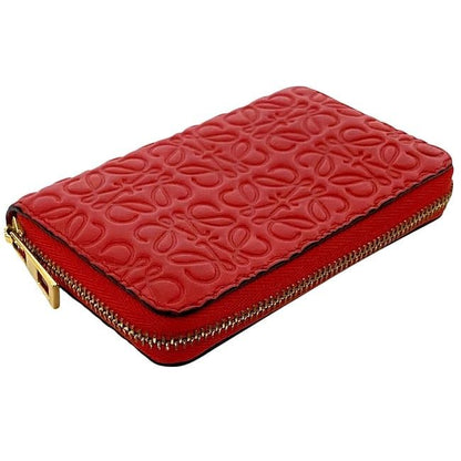 Loewe Coin Case Red Repeat Anagram Coin Purse Excellent Condition Leather