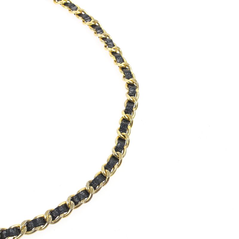 Chanel Belt Lion Chain Leather Gold X Black