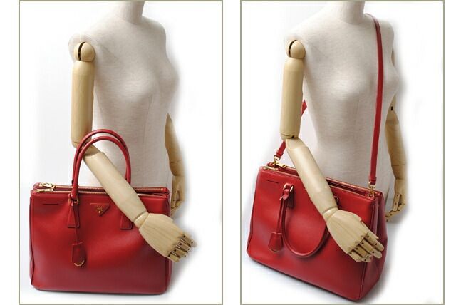 Prada Handbag Shoulder Bag Prada B1786t Saffiano Fuoco Red With 2 Way Strap