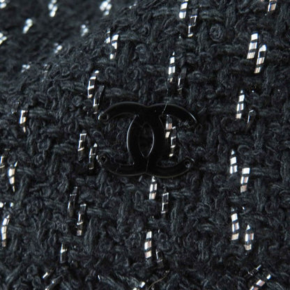 CHANEL 2023 23P Tweed Casket With Coco Mark Hat Black Silver M Made In Italy