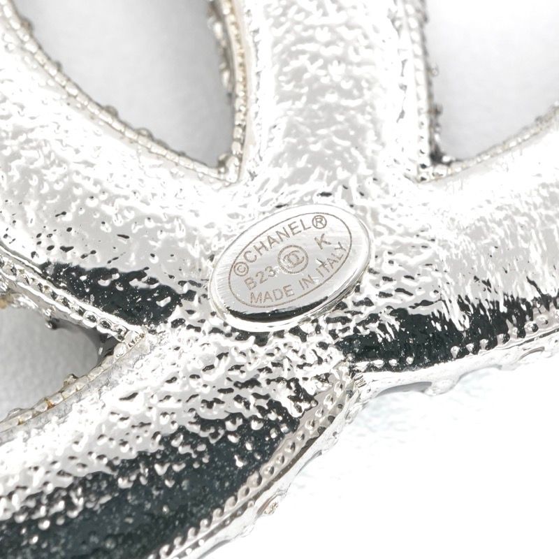 Chanel Brooch Corsage Silver Coco Mark Star Rhinestone