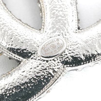 Chanel Brooch Corsage Silver Coco Mark Star Rhinestone