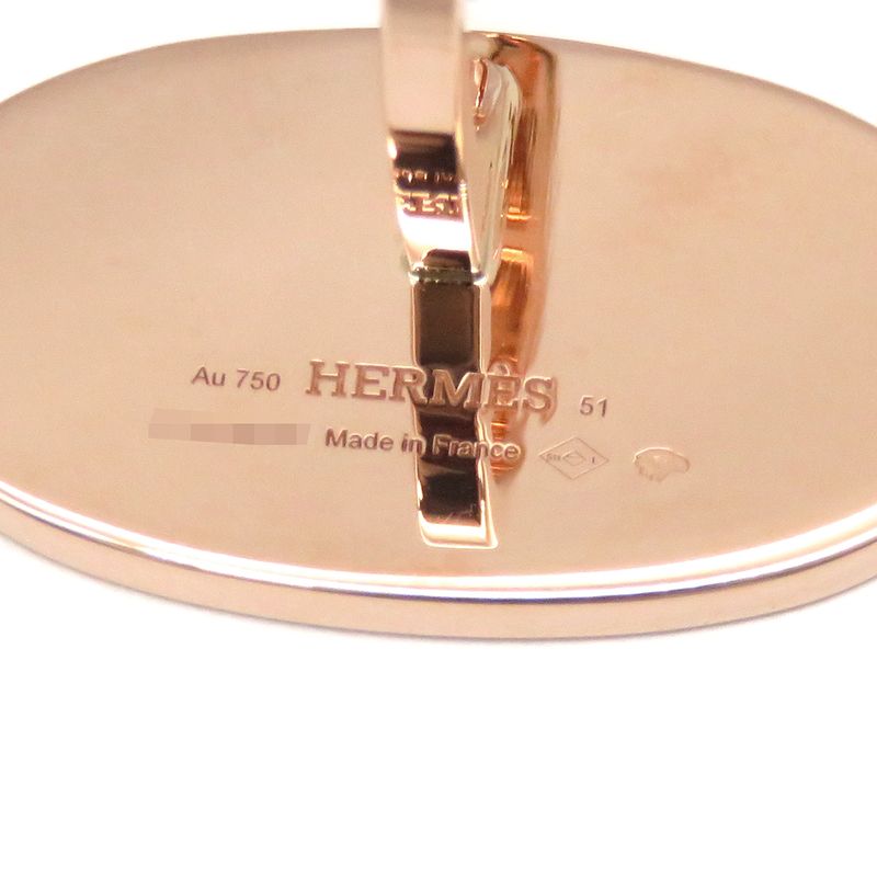 Hermes Ring Chaine D'ancre Verso Ring 18k Pink Gold White Ceramic Pink Gold