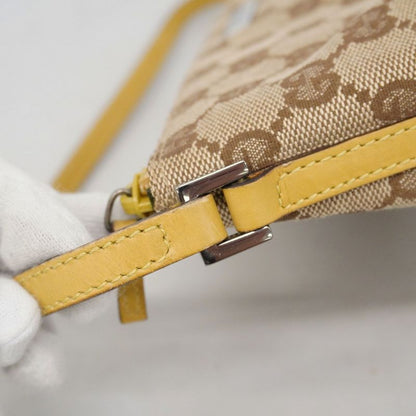 Gucci Handbag GG Canvas 07198 Canvas Brown Yellow Silver Hardware Women