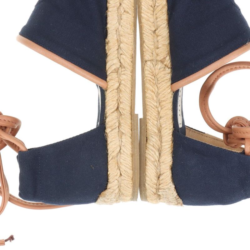 Hermes Canvas And Leather Espadrilles Women's 34 Navy Made In Spain