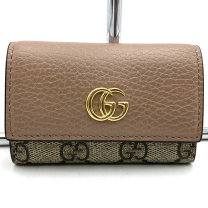 Gucci 456118 Key Case With Box GG Marmont 6-stack Beige Brown Salmon Pink GG