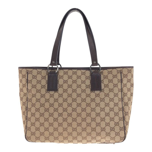 Gucci GG Canvas Beige Brown GG Canvas/leather 113017 Tote Bag Shoulder Bag