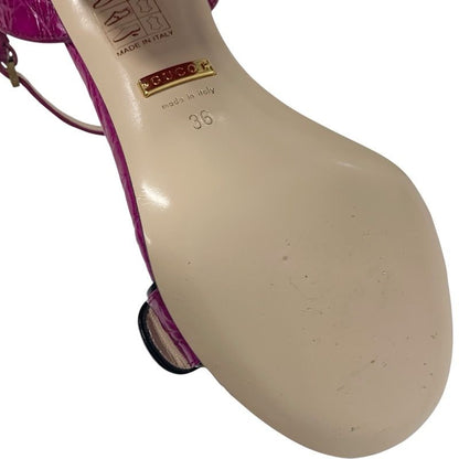 Gucci Double G Sandals Shoes Leather Purple Gold Ggmarmont Strap