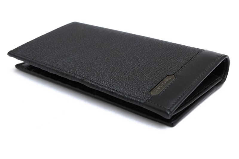 Bvlgari Long Wallet Wallets Men Leather Genuine Black 282852 Wallets Yen