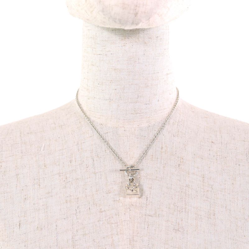Hermes Mini Birkin Amulet Ag925 Accessory Pendant Necklace Silver Weight 12.6g