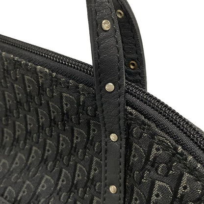 Dior/christian Dior Handbag Trotter Black And Gray Studded/mini Bag Leather