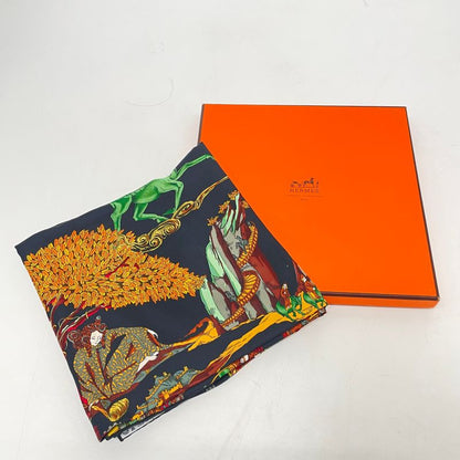 Hermes Carre 90 Au FIL De La SOIE Silk Scarf With Box