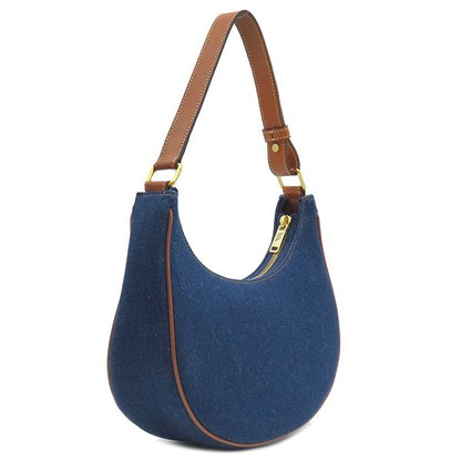 Celine Handbag Ava Denim Calf Navy×tan Gold Hardware Navy Blue Brown 193952dka