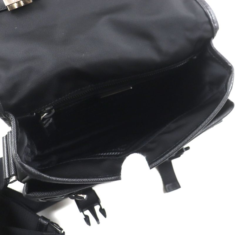 Prada 2vd034 Triangle Logo Triangle Plate With Pouch Nylon Tessuto Saffiano